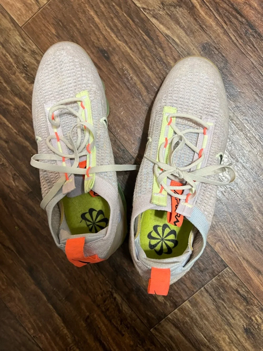 Nike VaporMax Sneakers - White with Neon Yellow Sole